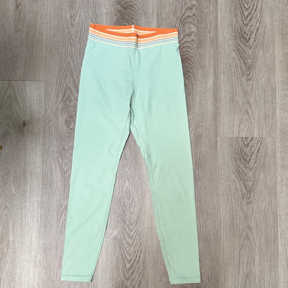 Popflex Mint Green Leggings with Rainbow waistband